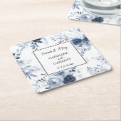 Blue White Romantic Floral Wedding Rechteckiger Pappuntersetzer (angewinkelt)