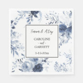 Blue White Romantic Floral Wedding Serviette (Vorderseite)