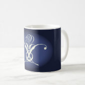 Blue White Rose Art Deco Kaffeetasse (VorderseiteRechts)