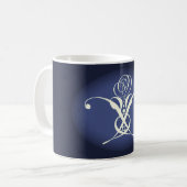 Blue White Rose Art Deco Kaffeetasse (Vorderseite Links)