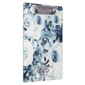 Blue & White Roses Glam Modernes, florales Persona Klemmbrett (Rechts)