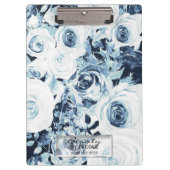 Blue & White Roses Glam Modernes, florales Persona Klemmbrett (Vorderseite)