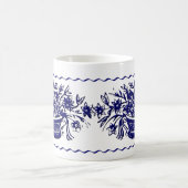 Blue White Rustic Blume Basket and Border Tasse (Mittel)