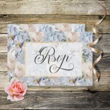 Blue & White Rustic Floral Gold Rahmen Wedding RSV