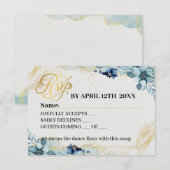 Blue & White Rustic Floral Wedding Repcard RSVP Karte (Vorne/Hinten)