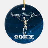 Blue & White Santa Skeleton "Christmas 20xx" Ceram Keramik Ornament (Vorne)