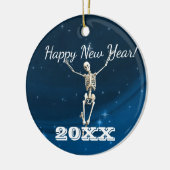 Blue & White Santa Skeleton "Christmas 20xx" Ceram Keramik Ornament (Links)