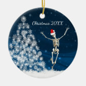 Blue & White Santa Skeleton "Christmas 20xx" Keramik Ornament (Vorne)