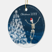Blue & White Santa Skeleton "Christmas 20xx" Keramik Ornament (Links)