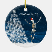 Blue & White Santa Skeleton "Christmas 20xx" Keramik Ornament (Hinten)