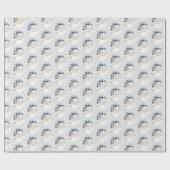 Blue White Santa with Hat Christmas Geschenkpapier (Flach)