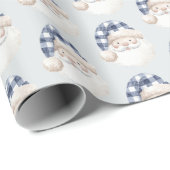 Blue White Santa with Hat Christmas Geschenkpapier (Rolleneckpunkt)