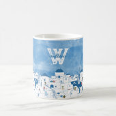 Blue & White Santorini Griechenland Monogram Kaffeetasse (Mittel)