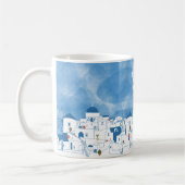 Blue & White Santorini Griechenland Monogram Kaffeetasse (Links)