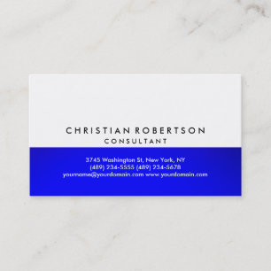 Blue White Schlicht Modern Consultant Business Car Visitenkarte