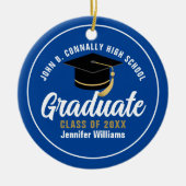 Blue White School Graduate Personalisiert 2025 Keramik Ornament (Vorne)