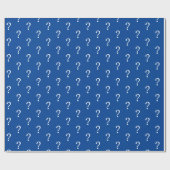 Blue White Script Frage Mark Wrapping Paper Geschenkpapier (Flach)
