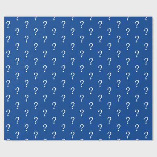 Blue White Script Frage Mark Wrapping Paper Geschenkpapier (Flach)