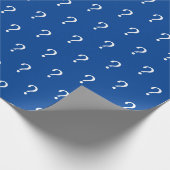 Blue White Script Frage Mark Wrapping Paper Geschenkpapier (Ecke)