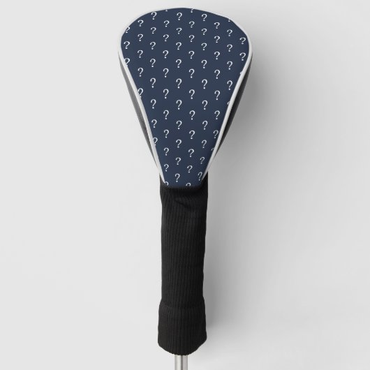Blue White Script Frage Mark Wrapping Paper Golf Headcover (Vorderseite)