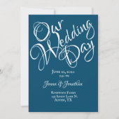 Blue White Script Wedding Einladung (Vorderseite)