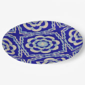 Blue White Seamless Kaleidoscope Diamond Pappteller (Schrägansicht)