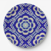 Blue White Seamless Kaleidoscope Diamond Pappteller (Vorderseite)