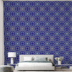Blue White Seamless Kaleidoscope Diamond Tapete