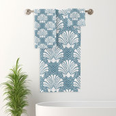Blue & White Seashell Badhandtuch Set