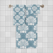 Blue & White Seashell Badhandtuch Set