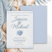 Blue White Seashell Nautical Beach Wedding Einladung