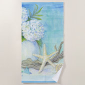 Blue White Seashell Starfish Sea Glass Strandtuch (Vorderseite)