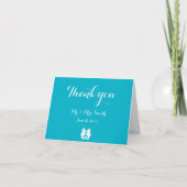 Blue White Seepferd Wedding Danke Cards (Vorderseite)