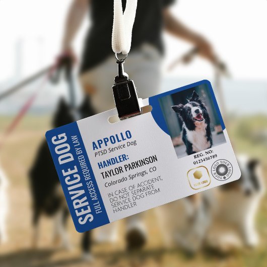 Blue White Service Hund 2 Logos & Foto ID Ausweis