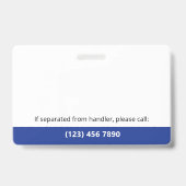 Blue White Service Hund Foto ID QR Code Ausweis (Rückseite)