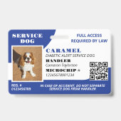Blue White Service Hund Foto ID QR Code Ausweis (Vorderseite)