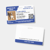 Blue White Service Hund Foto ID QR Code Ausweis (Vorder- & Rückseite)