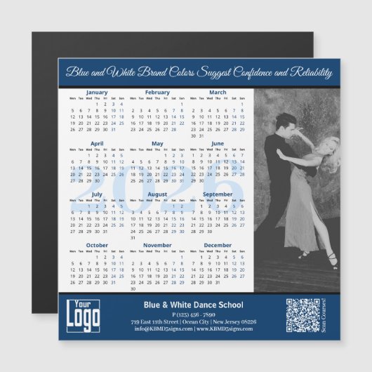 Blue White Service Image 2026 Calendar Magnet (Vorne/Hinten)