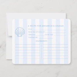 Blue White Shell Beachy Bridal Shower Recipe Card Einladung