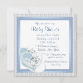 Blue White Shoes Blue Lace Baby Boy Dusche Einladung (Rückseite)