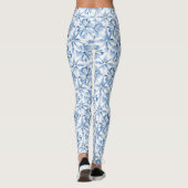 Blue White Sicilian Floral Leggings (Rückseite)