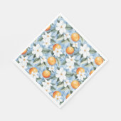 Blue White Sicilian Summer Floral Orange Wedding Serviette (Ecke)