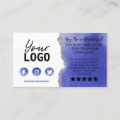 Blue White Silver Glitzer Agate Vielen Dank für Ih Visitenkarte (Rückseite)