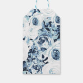 Blue White Silver Winter Hochzeit Vintage Rose Geschenkanhänger (Rückseite)