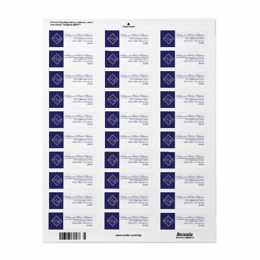 Blue White Simple Geometric Monogram Wedding (Vorne)