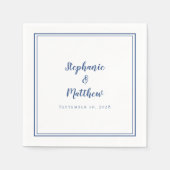 Blue White Simple Modern Minimalistisch Wedding Pa Serviette (Vorderseite)