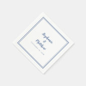 Blue White Simple Modern Minimalistisch Wedding Pa Serviette (Ecke)