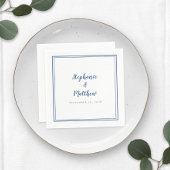 Blue White Simple Modern Minimalistisch Wedding Pa Serviette