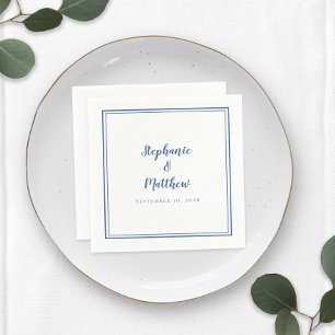 Blue White Simple Modern Minimalistisch Wedding Pa Serviette