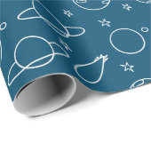 Blue White Simple Planet and Stars Geschenkpapier (Rolleneckpunkt)